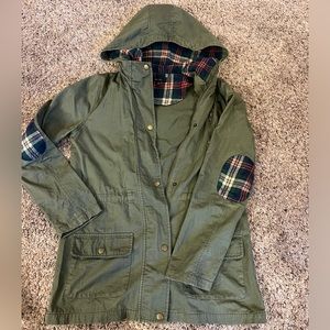 Green Cargo/Twill Jacket with Plaid